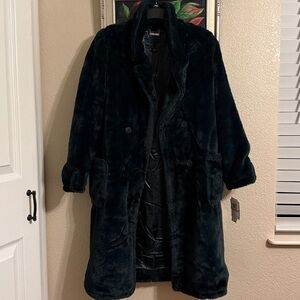 Jou Jou Dark Green Faux Fur coat  size small